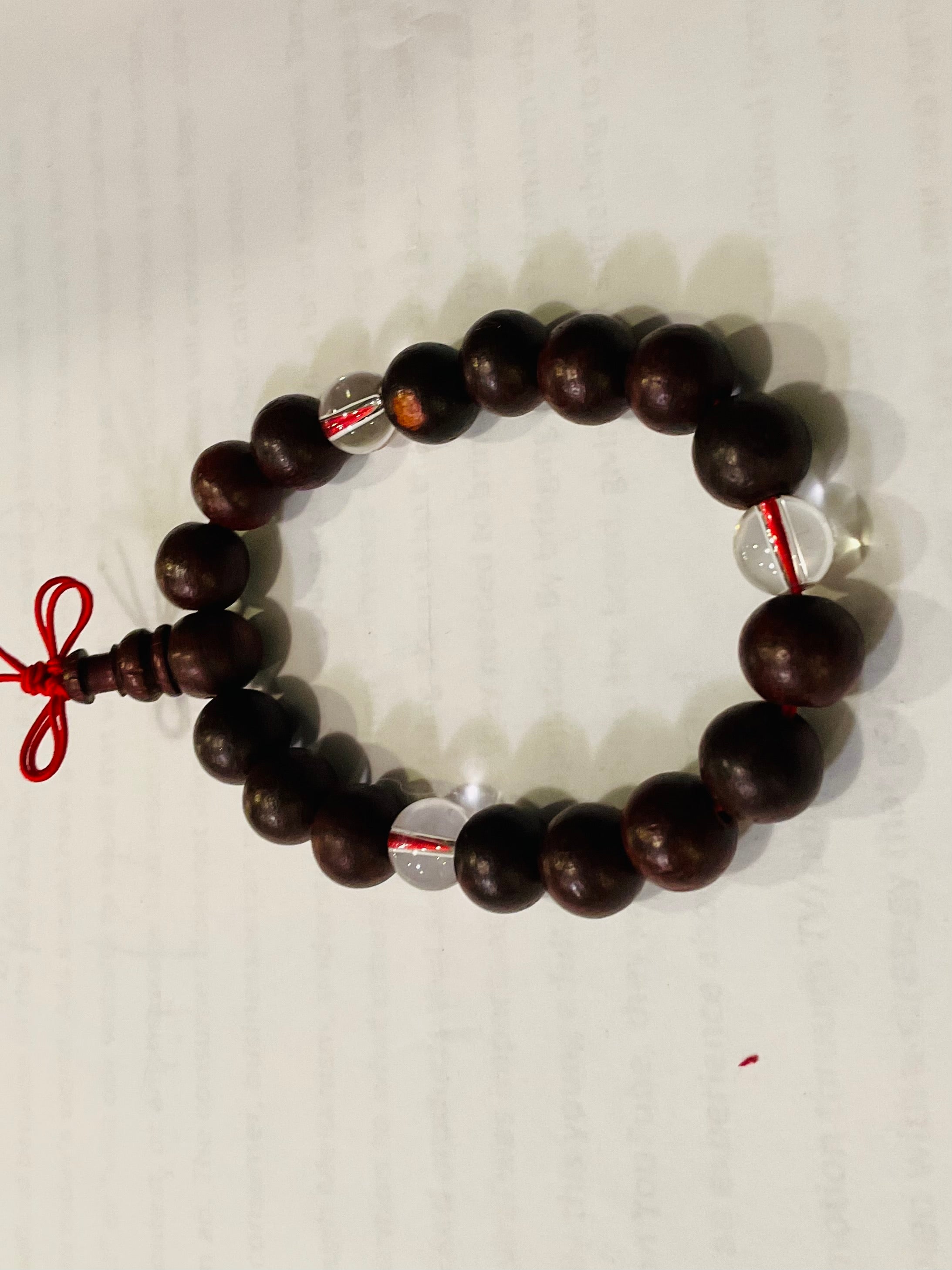 Red sandalwood and Quartz bracelet