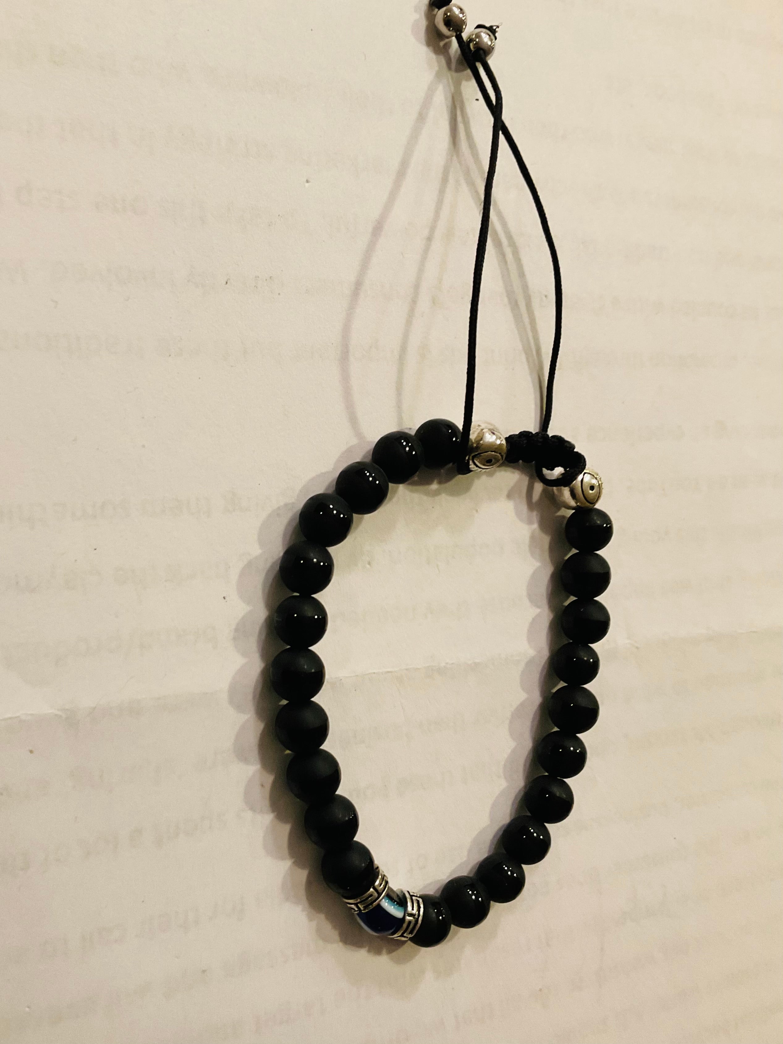 Evil eye black beads protection bracelet