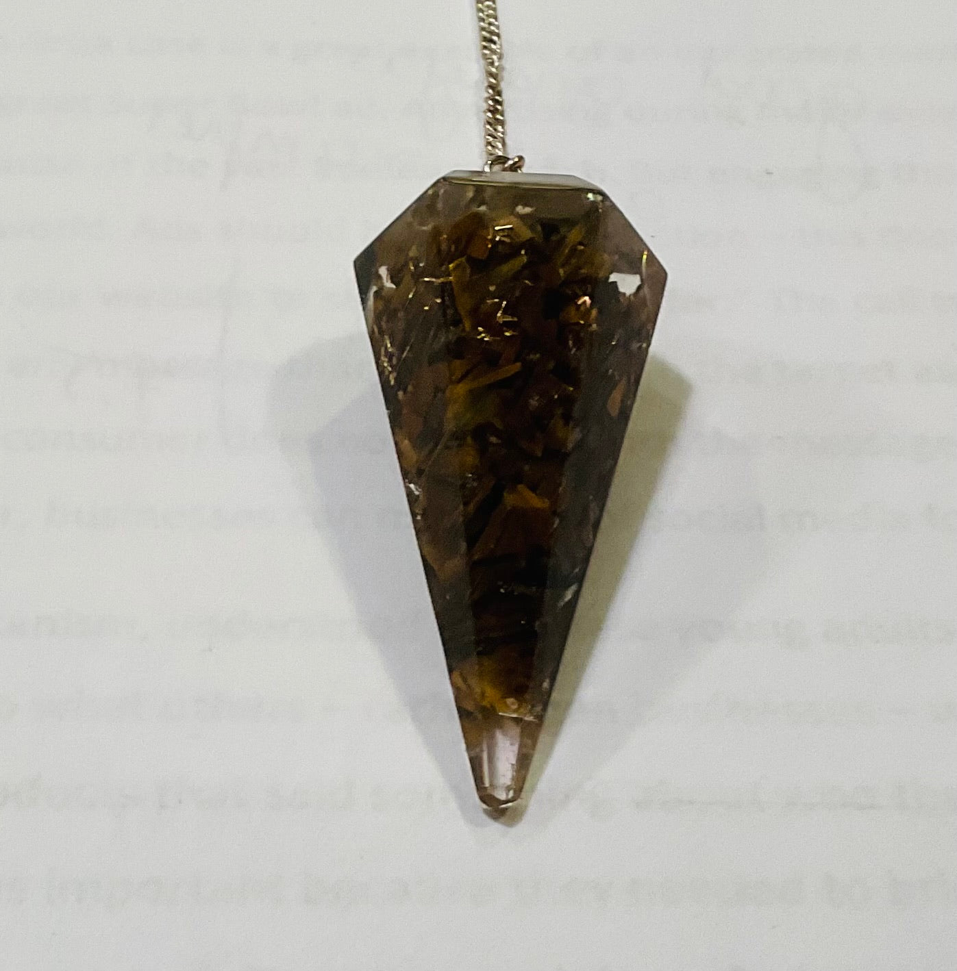 Tiger’s eye orgonite pendulum