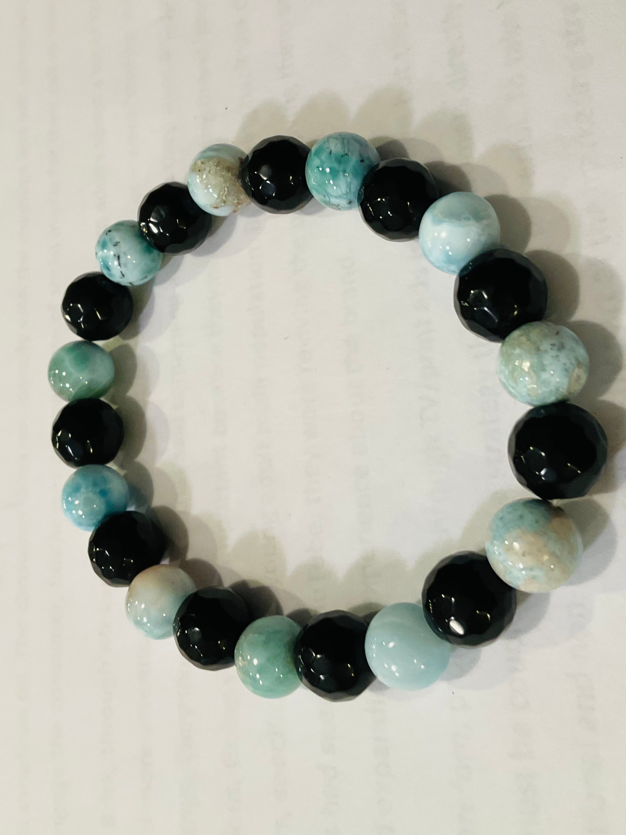 Larimar/black agate bracelet