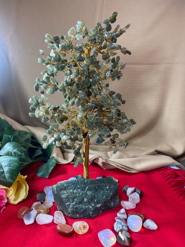 Jade Gemstone Tree with Natural Stone Base