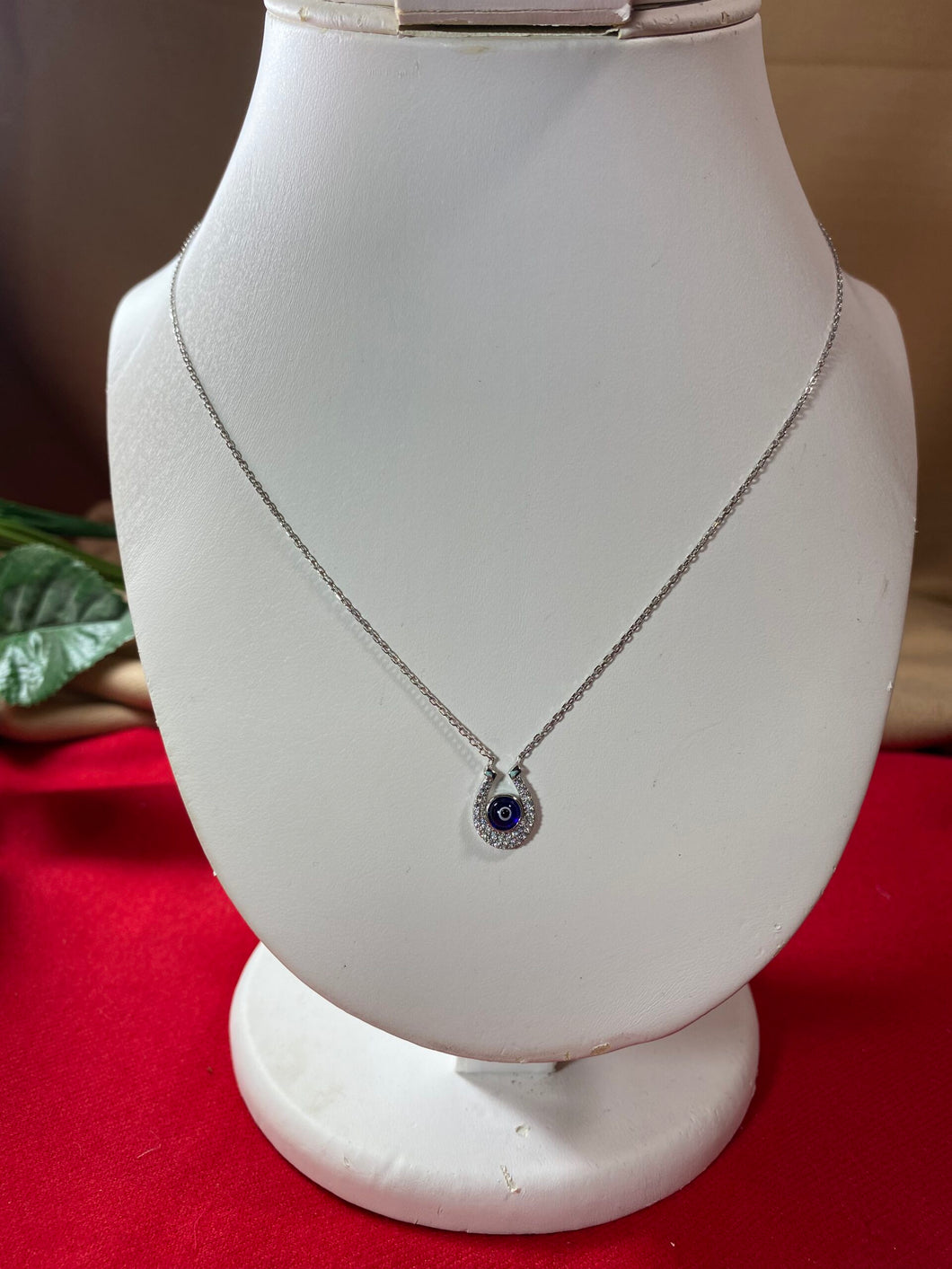Evil Eye Protection Horseshoe Sterling Silver Necklace