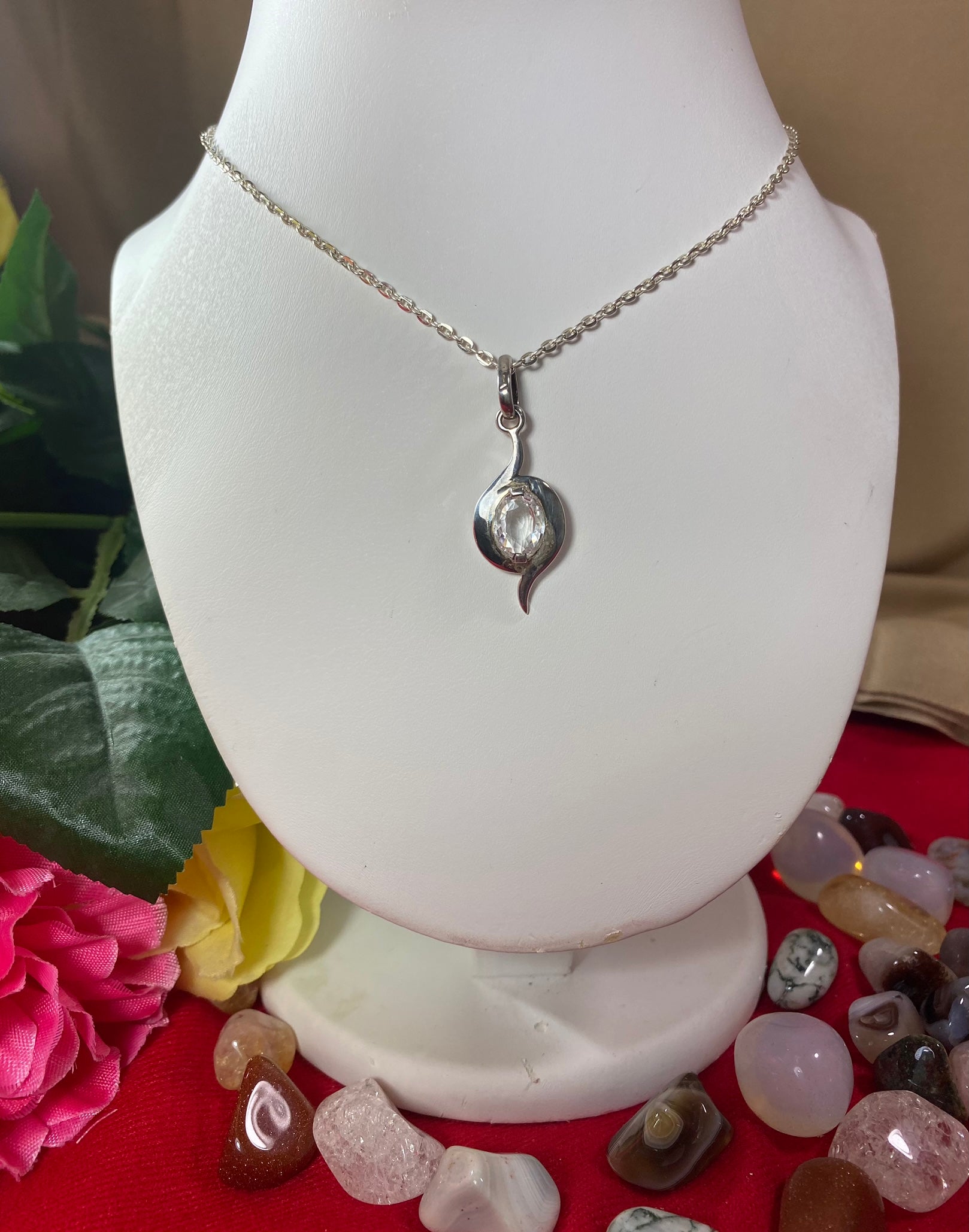 White Topaz design 1Sterling Silver Pendant