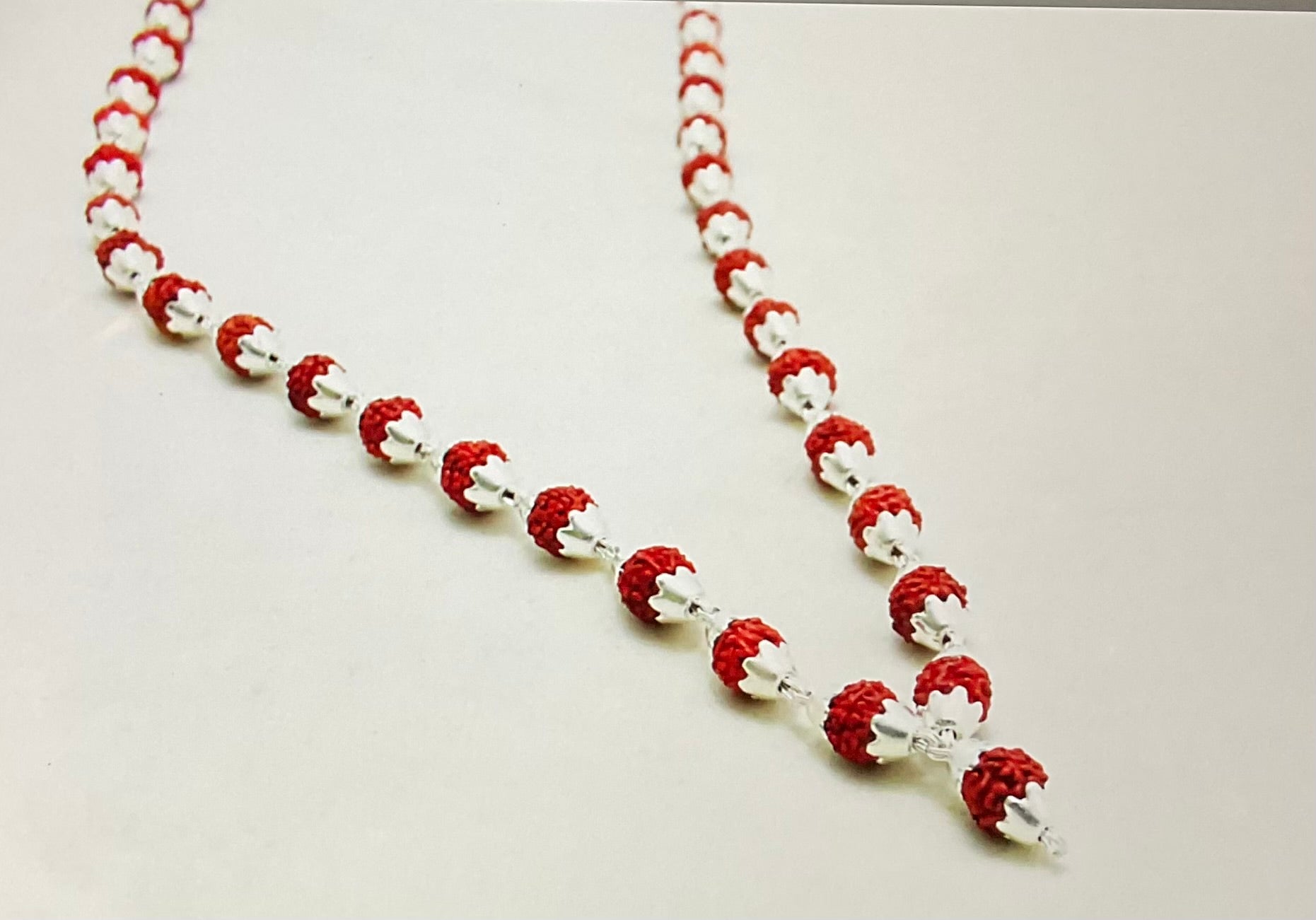 rudraksha mala in silver capping