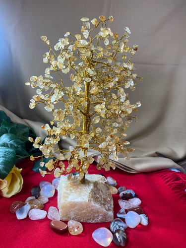 Citrine Gemstone Tree with Natural Stone Base