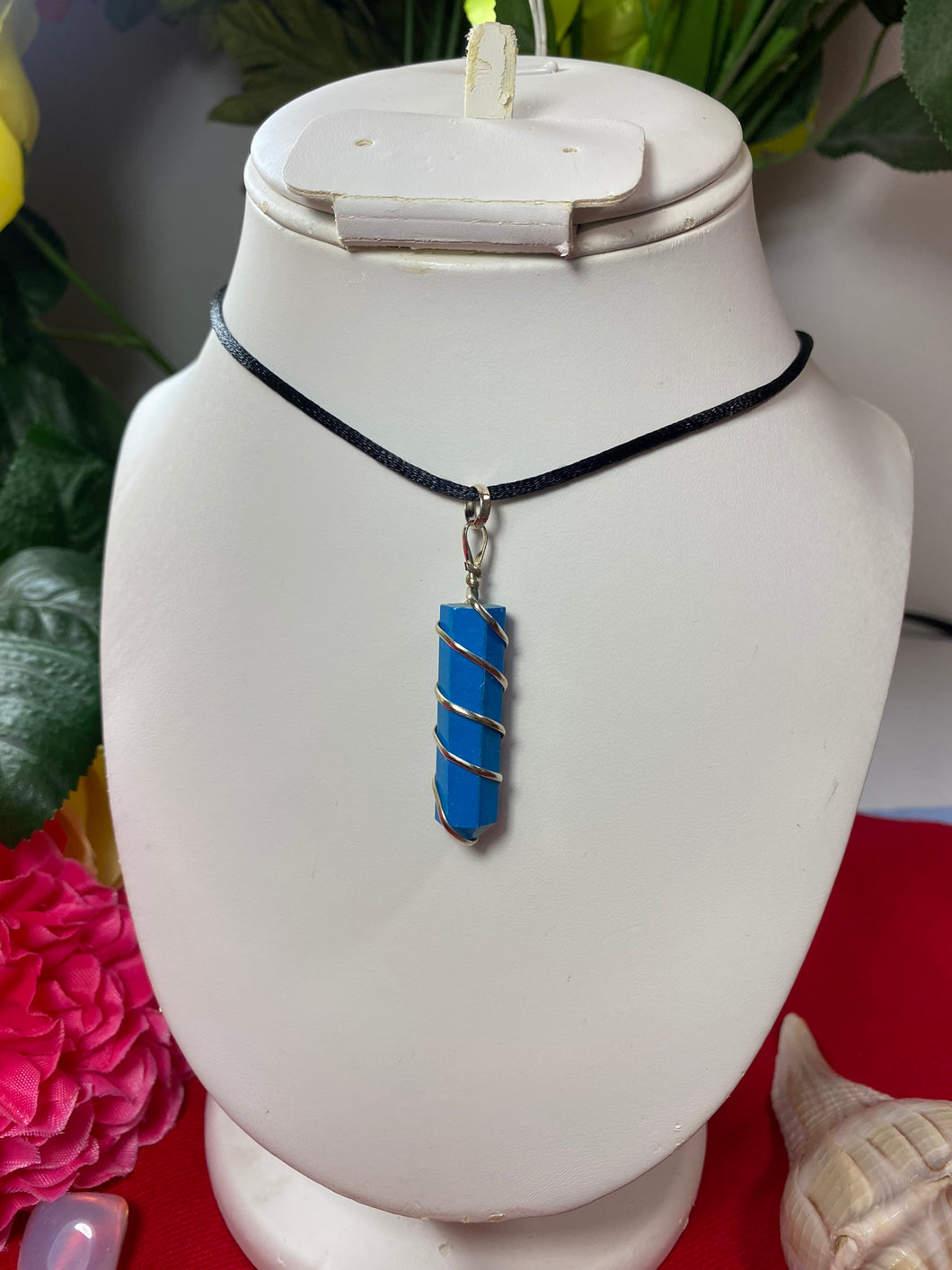 Howlite Blue Wrapped Pendant