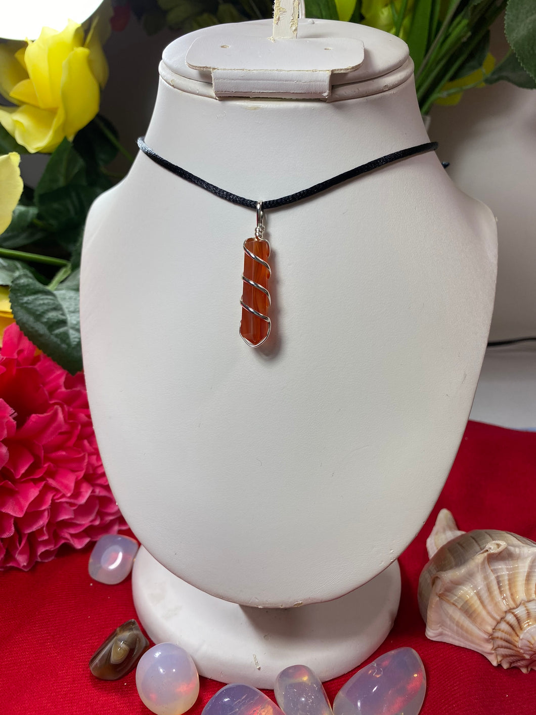 Carnelian Wrapped Pendant