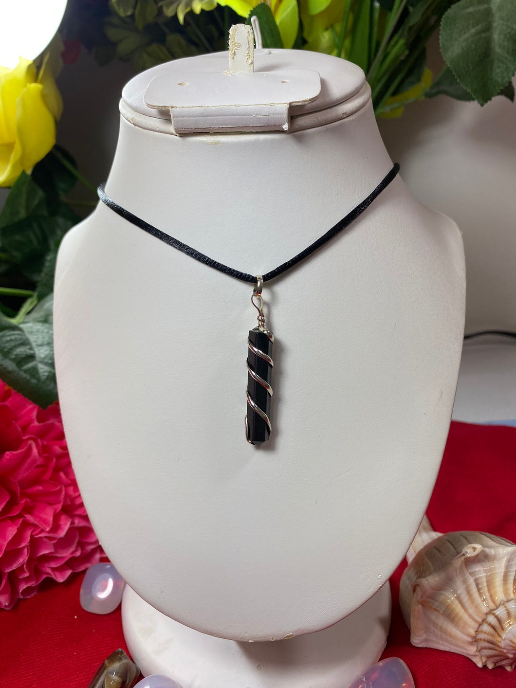 Black Agate Wrapped Pendant